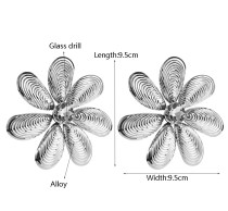 Fashionable hollow alloy diamond studded flower earrings
