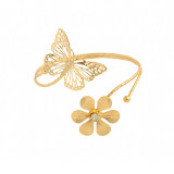 Butterfly Bracelet Exaggerated Metal Flower Arm Ring with Diamond Inlaid Open Arm Bracelet