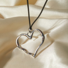 Stainless steel wax rope wrinkled lines love pendant necklace