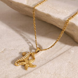 Stainless steel starfish seahorse necklace