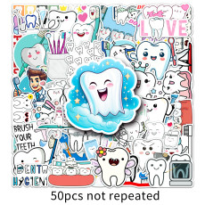 50 Tooth Care Graffiti Stickers, Personalized Cartoon Cute Logo Decoration, Water Cups, Luggage Waterproof Stickers