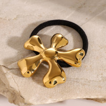 Stainless steel hair string flower elastic hair ring