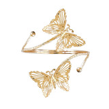 Butterfly Bracelet Exaggerated Metal Flower Arm Ring with Diamond Inlaid Open Arm Bracelet