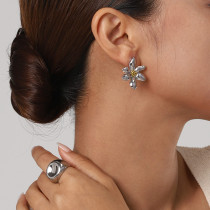 Stainless steel flower earrings