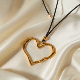 Stainless steel wax rope wrinkled lines love pendant necklace