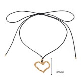 Stainless steel wax rope wrinkled lines love pendant necklace