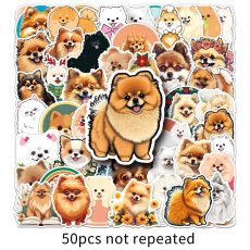 50 Pomeranian Graffiti Stickers, Personalized Cartoon Cute Dog Decoration, Mobile Phone, Water Cup, Luggage Waterproof Stickers
