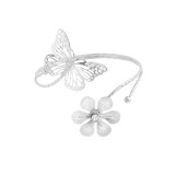 Butterfly Bracelet Exaggerated Metal Flower Arm Ring with Diamond Inlaid Open Arm Bracelet