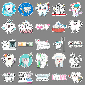 50 Tooth Care Graffiti Stickers, Personalized Cartoon Cute Logo Decoration, Water Cups, Luggage Waterproof Stickers