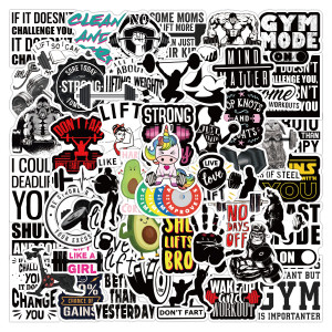50 Sports and Fitness Workout Removable Notebook, Skateboard, Luggage, Motorcycle Waterproof Stickers