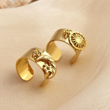 Stainless Steel Star Moon Open Ring