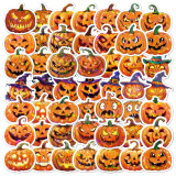 50 laser flash Halloween pumpkin gift cups, mobile phone decoration waterproof stickers