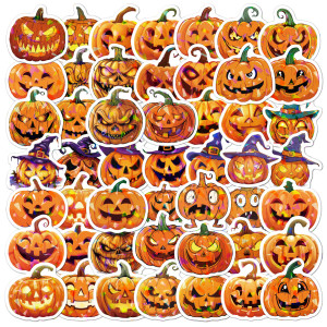 50 laser flash Halloween pumpkin gift cups, mobile phone decoration waterproof stickers