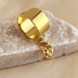 Stainless Steel Star Moon Open Ring