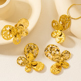 Alloy hollow butterfly earrings, rings, necklaces set