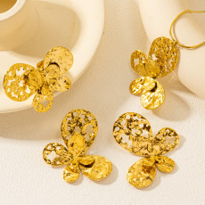 Alloy hollow butterfly earrings, rings, necklaces set