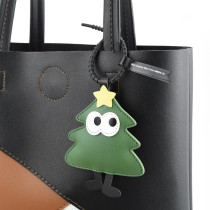 Christmas Tree Apple Keychain Creative Christmas New Year Cute Cartoon PU Leather Pendant Small Accessories Small Gifts