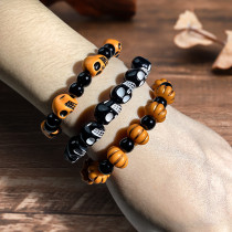 Halloween Pumpkin Skull Beaded Bracelet