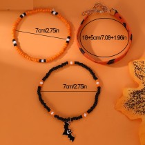 Halloween bracelet, rice beads, metal leather, pumpkin, bat, ghost bracelet