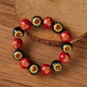 Thanksgiving Halloween Bracelet Sunflower Pumpkin Cartoon Printed Personalized Bead Bracelet