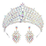 Alloy Crystal Crown Wedding Ball Party Bridal Crown Earring Set