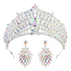Alloy Crystal Crown Wedding Ball Party Bridal Crown Earring Set