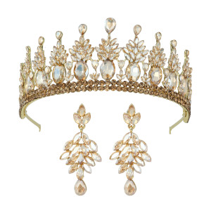 Alloy Crystal Crown Wedding Ball Party Bridal Crown Earring Set