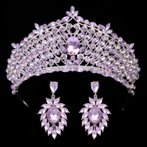 Alloy Crystal Crown Wedding Ball Party Bridal Crown Earring Set