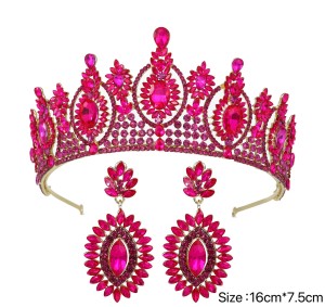 Alloy Crystal Crown Wedding Ball Party Bridal Crown Earring Set