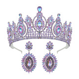 Alloy Crystal Crown Wedding Ball Party Bridal Crown Earring Set