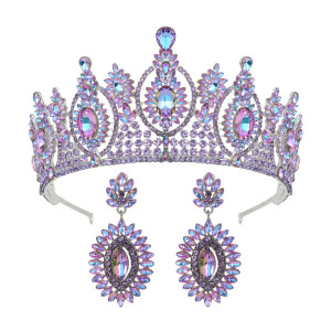 Alloy Crystal Crown Wedding Ball Party Bridal Crown Earring Set