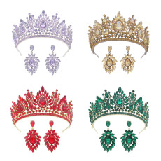 Alloy Crystal Crown Wedding Ball Party Bridal Crown Earring Set