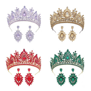 Alloy Crystal Crown Wedding Ball Party Bridal Crown Earring Set