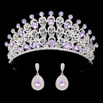 Alloy Crystal Crown Wedding Ball Party Bridal Crown Earring Set