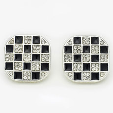 20MM Metal  Square diamond inlaid chessboard pattern snap button charms