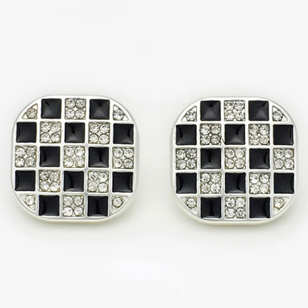20MM Metal  Square diamond inlaid chessboard pattern snap button charms