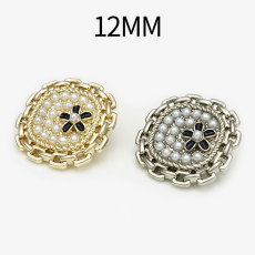 12MM Metal  Pearl flower snap button charms