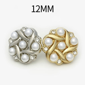 12MM Metal  Pearl snap button charms