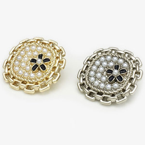 20MM Metal  Pearl flower snap button charms