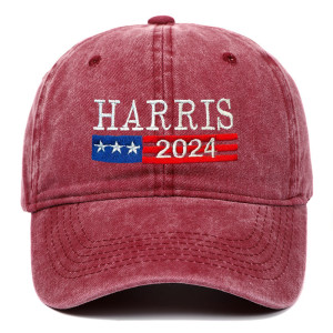 Harris 2024 Embroidered Washed Baseball Hat Kamala Hat Duck Tongue Hat