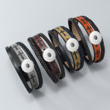 Multi layer hand woven PU leather cross leather rope magnetic buckle bracelet fit 18mm snap button jewelry