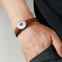 Hexagonal Star Embossed Bracelet Alloy Magnet Buckle Leather Bracelet fit 18mm snap button jewelry