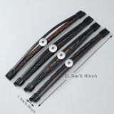 Multi layer hand woven PU leather cross leather rope magnetic buckle bracelet fit 18mm snap button jewelry