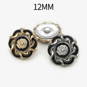 12MM Metal  rose snap button charms