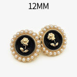 12MM Pearl Rose Metal snap button charms