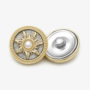 20MM Sun Pearl with Diamonds metal snap button charms