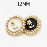 12MM Pearl Rose Metal snap button charms