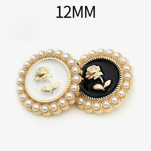 12MM Pearl Rose Metal snap button charms