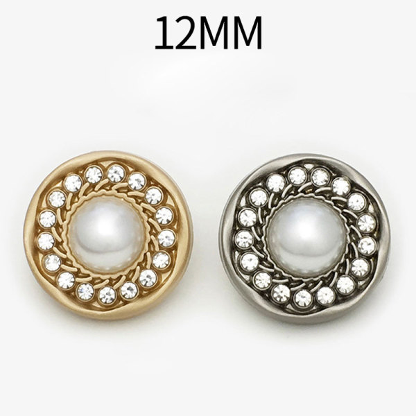 12MM Flower shaped pearls set with diamonds  Metal snap button charms