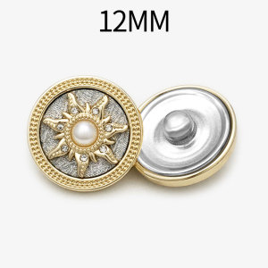 12MM Sun Pearl with Diamonds metal snap button charms